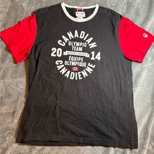 Canadian winter  Olympic Team Men's Black and Red T-Shirt 2014 Sochi